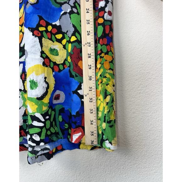 Jams World Floral Dress Women Size M Multicolor Vintage Art Print Keyhole Back - Picture 9 of 9